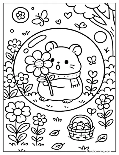Hamster Bubble Coloring Page