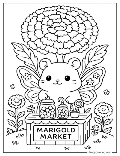 Hamster Marigold Market Coloring Page