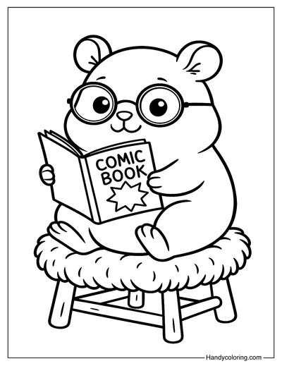 Hamster with Glasses Coloring Page