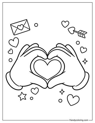 Hands Forming Heart Coloring Page