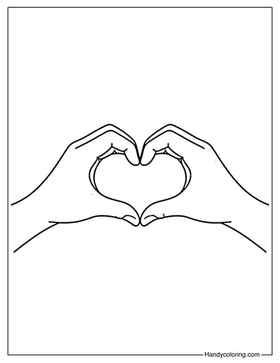 Hands Forming Heart Love Coloring Page