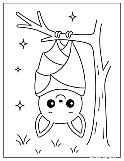 Hanging Bat Coloring Page