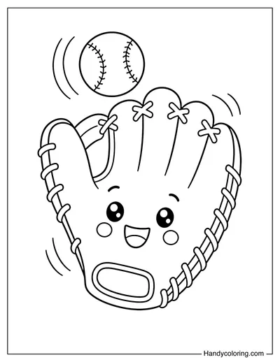 Happy Baseball Glove Catching a Ball