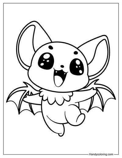Happy Bat Coloring To Print