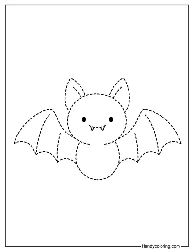 Happy Bat Tracing Coloring Page