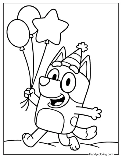 Happy Birthday Bluey Coloring Page
