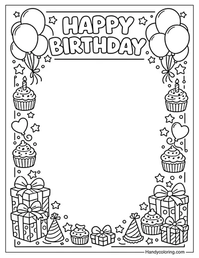 Happy Birthday Frame Coloring Page