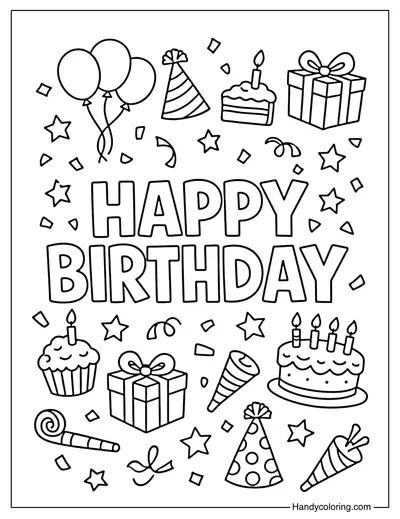 Happy Birthday Letters Coloring Page
