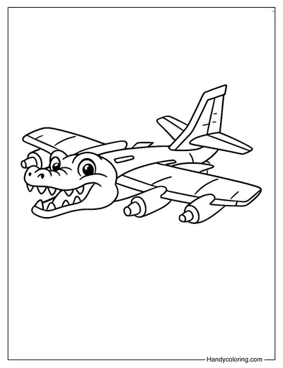 Happy Bombardiro Crocodilo Coloring Page