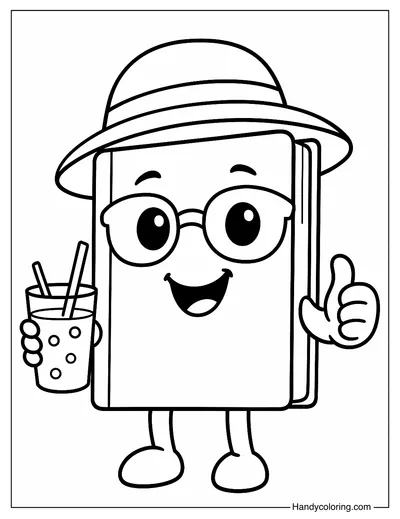 Happy Book Coloring Page