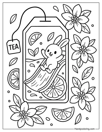 Happy Bunny Tea Bag Coloring Page