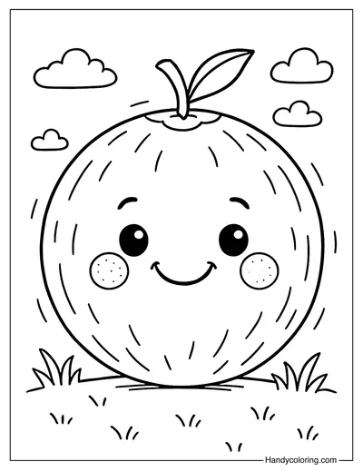 Happy Coconut Face Coloring Page