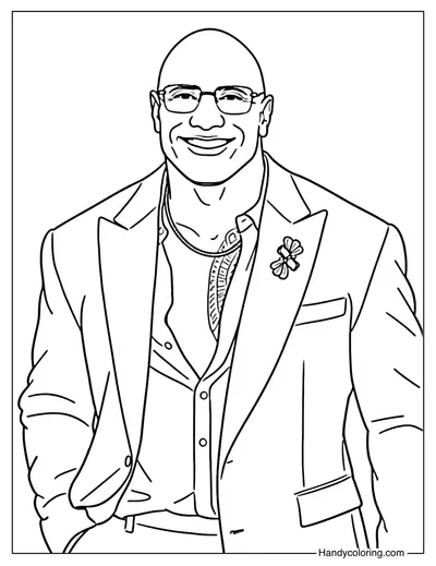 Happy Dwayne Johnson Coloring Page