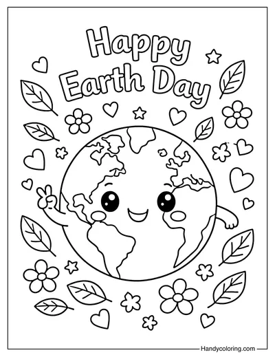 Happy Earth Day Coloring Page