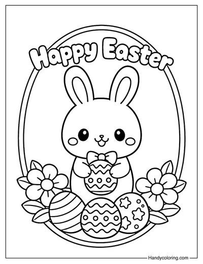 Happy Easter Bunny Coloring Page