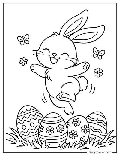 Happy Easter Bunny Jumping