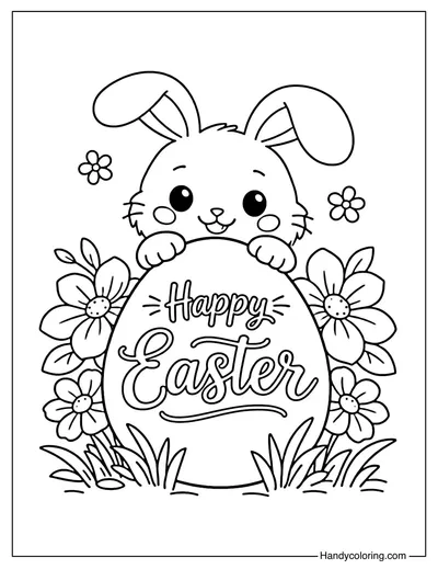 Happy Easter Bunny with Egg