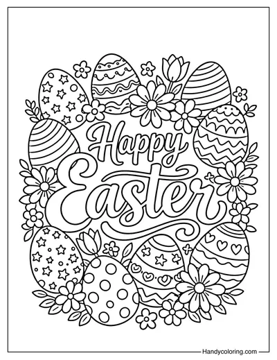 Happy Easter Coloring Page