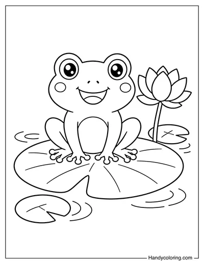 Happy Frog Sitting on Lily Pad