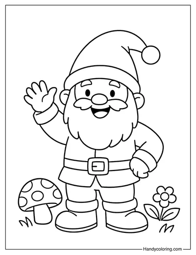 Happy Gnome Waving Hand