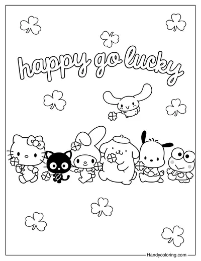 Happy Go Lucky Sanrio Coloring Page