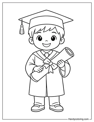 Happy Graduate Boy Holding Diploma