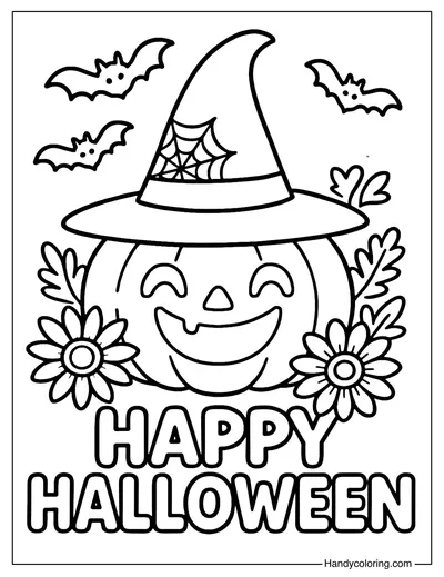 Happy Halloween Jack O Lantern Coloring Page
