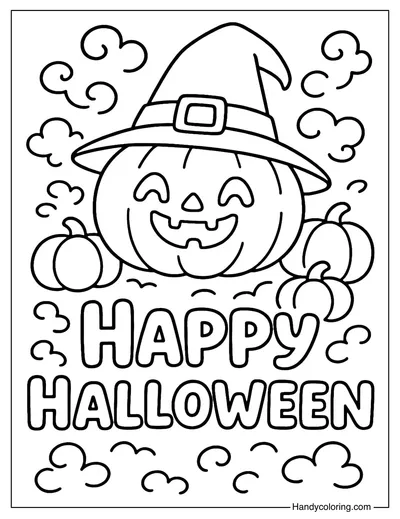 Happy Halloween Pumpkin Coloring Page