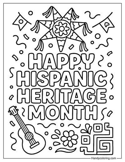 Happy Hispanic Heritage Month Coloring Page