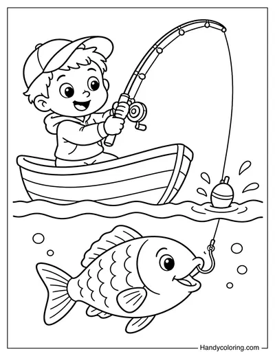 Happy Kid Catching Big Fish