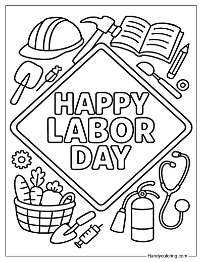 Happy Labor Day Coloring Sheet