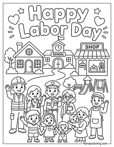 Happy Labor Day Community Scene