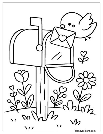 Happy Mailbox Coloring Page