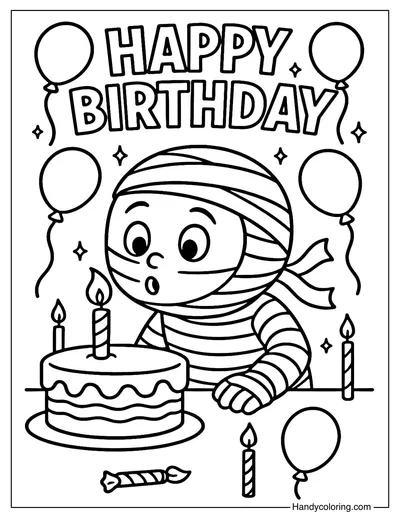 Happy Mummy Birthday Coloring Page