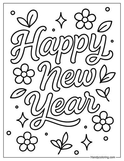 Happy New Year Color Page