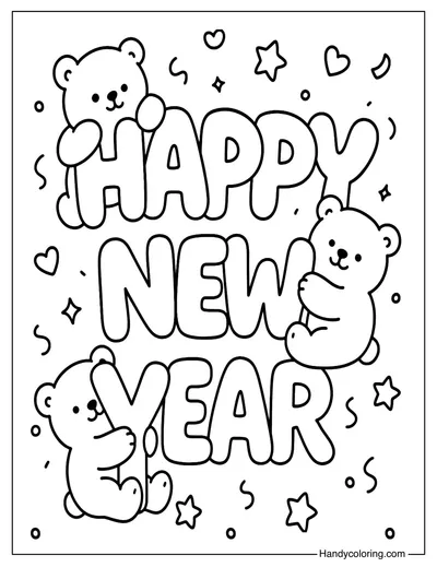 Happy New Year Coloring Page