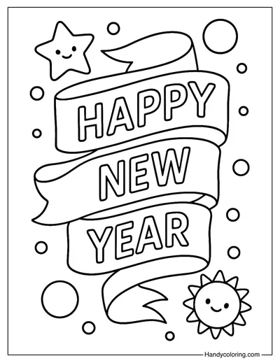 Happy New Year Coloring Page for Kids