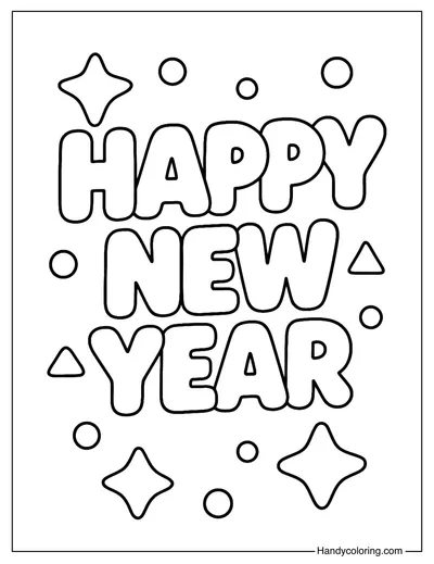 Happy New Year Coloring Page Printable