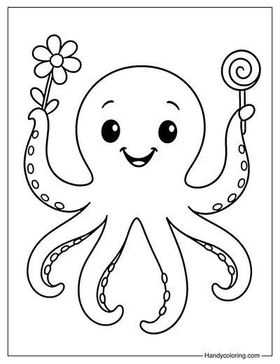 Happy Octopus Coloring Page