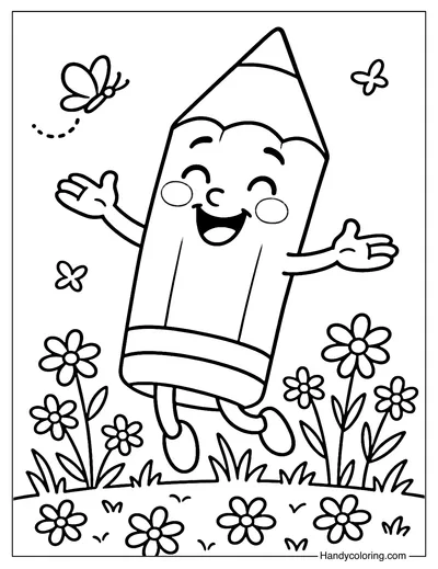 Happy Pencil Coloring Page