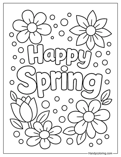 Happy Spring Coloring Page