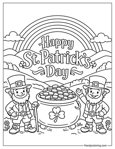 Happy St Patrick's Day Rainbow Coloring Page