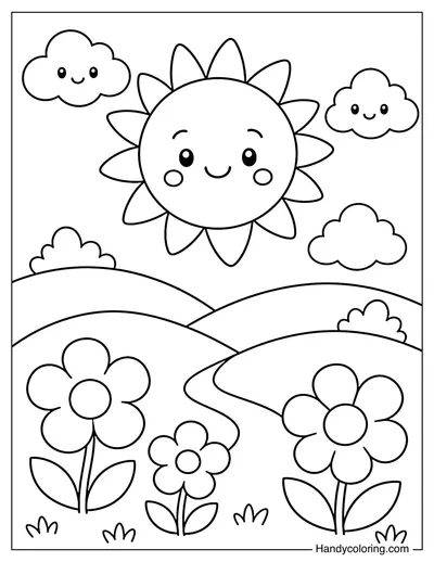 Happy Sun Above Tiny Hills