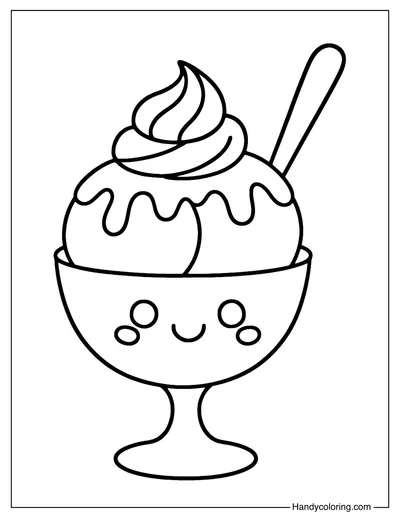 Happy Sundae Coloring Page