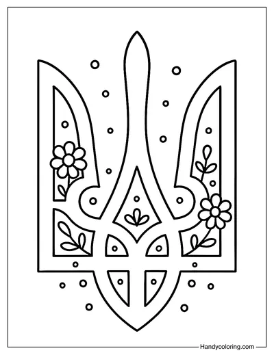 Happy Tryzub Symbol Coloring Page