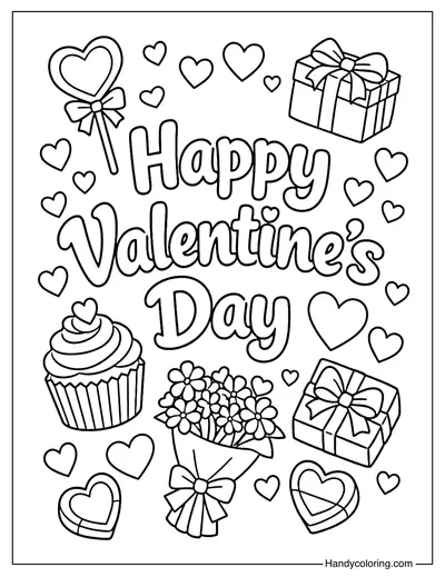 Happy Valentine's Day Coloring Page Sweet