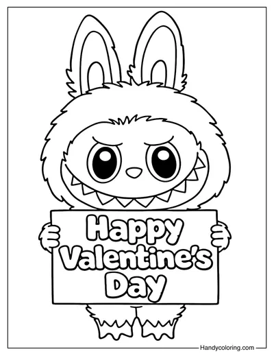 Happy Valentine's Day Labubu Coloring Page
