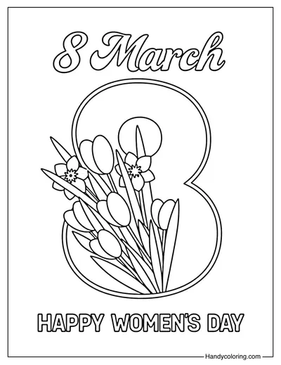 Happy Women's Day Coloring Page