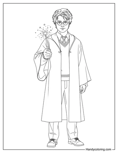 Harry Potter Holding His Wand