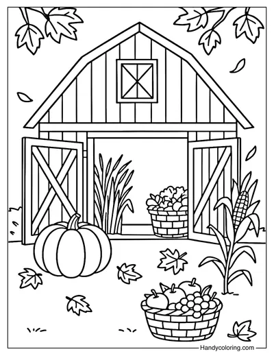 Harvest Barn Coloring Page